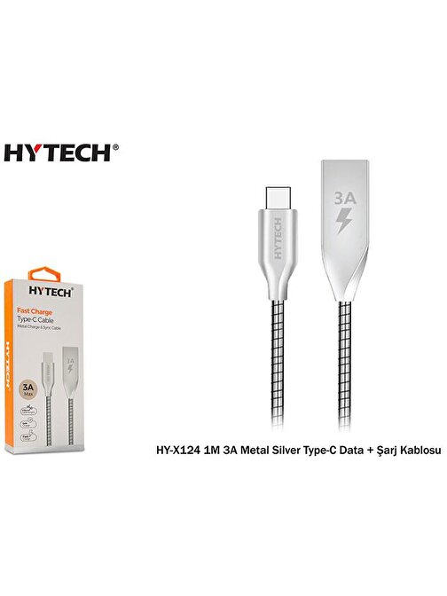Hytech Universal HY-X124 Type-C Hızlı Şarj Kablosu 1 m Gri
