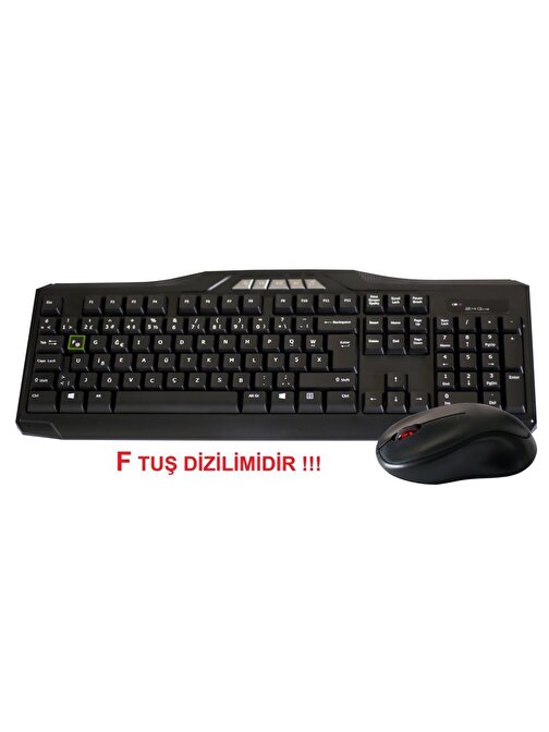 Elba EC-266F Türkçe Q Multimedya Siyah Kablosuz Klavye Mouse Seti