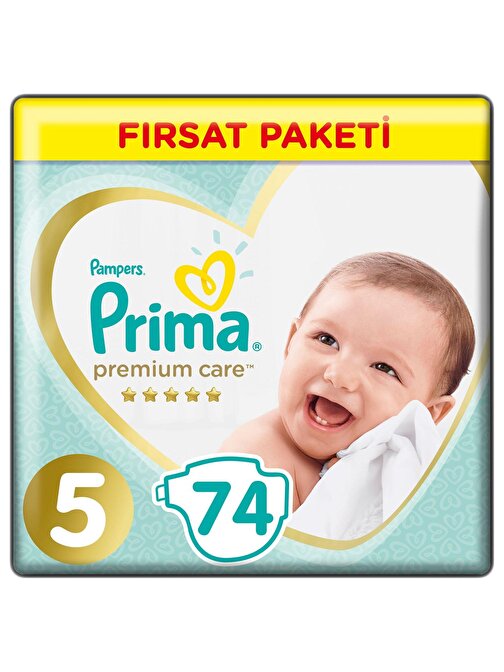 Prima Premium Care 11 - 18 kg 5 Numara Fırsat Paketi Bebek Bezi 74 Adet