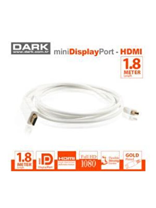 Dark Mdpxhdmıl180 1.8Mt Displayport To Hdmı Kablo