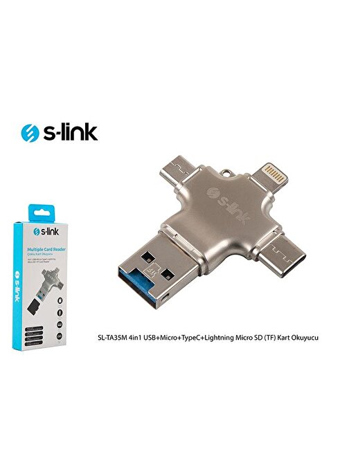 S-link SL-TA35M 4in1 USB+Micro+TypeC+Lightning Micro SD (TF) Kart Okuyucu