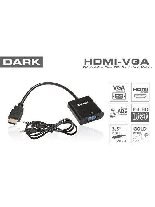 Dark Dk Hd Ahdmıxvga Hdmı To Vga Ve Ses Aktif Dijital-Analog Dönüştürücüsü