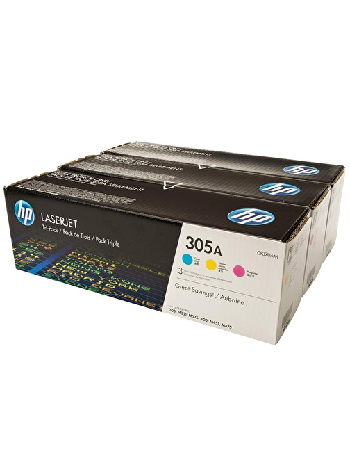 HP 305A CF370AM CE411A-CE412A-CE413A Uyumlu Doldurmalı Orjinal Mavi-Kırmızı-Sarı 3'lü Toner