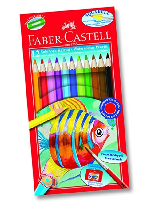 Faber Castell Sulu Suluboya Kalemi 12 ml 12'li + Fırça Hediyeli