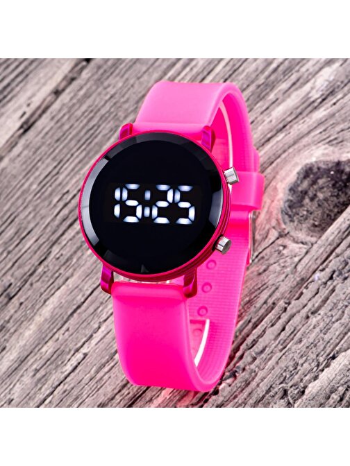 Fuşya Renk Kız Çocuk Saati Led Watch Hediye Bileklik Kol Saat ST-304313