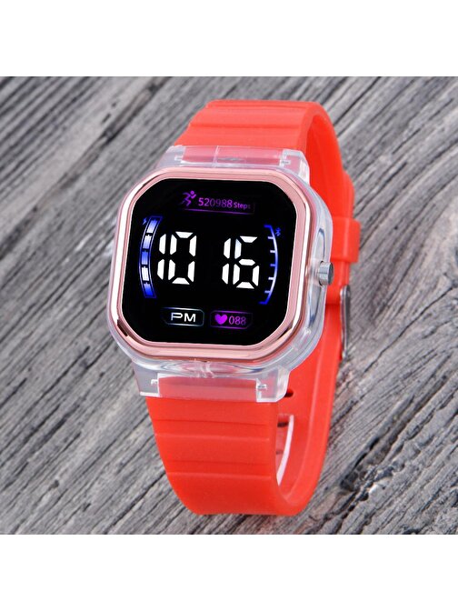 Pinkoli Kırmızı Renk Tuşlu Yanıp Sönen Işıklı Dijital Çocuk Saat Akıllı Saat Değil ST-304305
