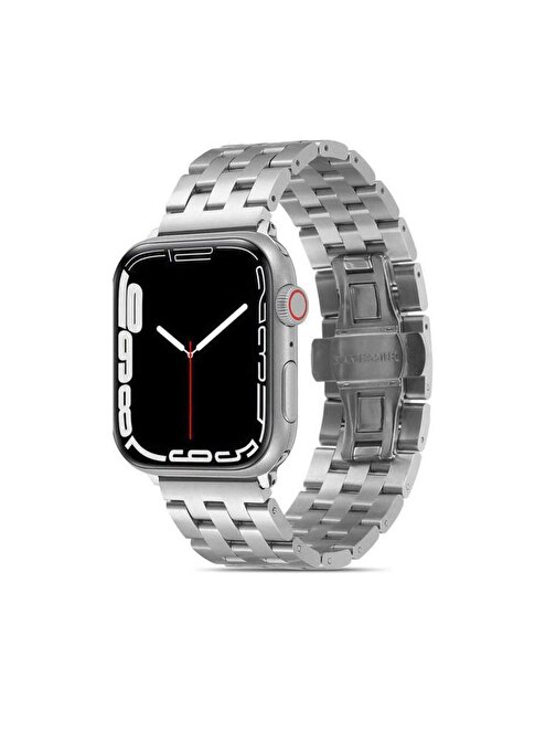 Ceponya Apple Watch Ultra 49 mm Metal Klipsli Lüx Akıllı Saat Kordonu Siyah