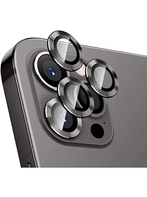 Teleplus CL-02 Apple iPhone 13 Pro Max Metal Kamera Lens Koruyucu Siyah