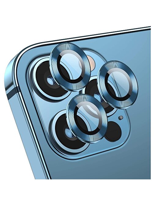 Teleplus CL-02 Apple iPhone 13 Pro Max Metal Kamera Lens Koruyucu Mavi