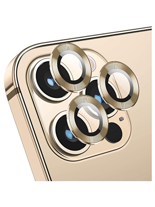 Teleplus CL-02 Apple iPhone 13 Pro Metal Kamera Lens Koruyucu Gold
