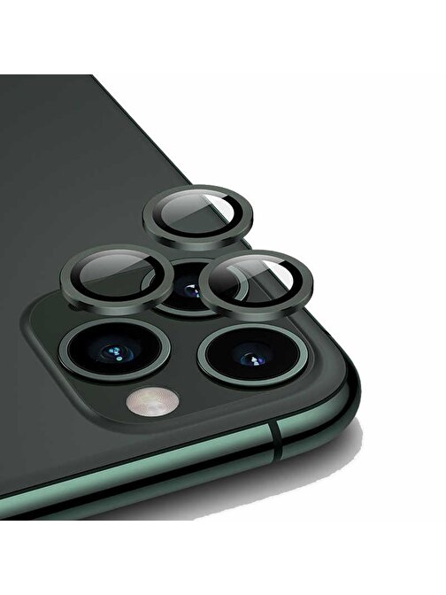 Teleplus CL-02 Apple iPhone 11 Pro Metal Kamera Lens Koruyucu Yeşil