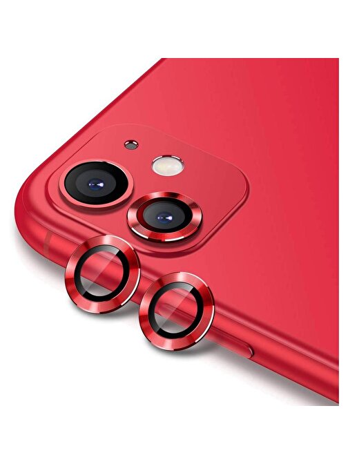 Teleplus CL-02 Apple iPhone 11 Metal Kamera Lens Koruyucu Kırmızı