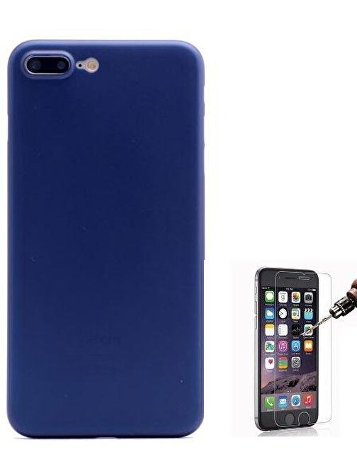 Teleplus iPhone 8 Plus Mat PP Silikon Kılıf  Cam Ekran Koruyucu