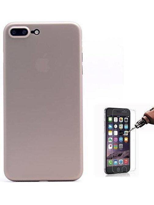 Teleplus iPhone 8 Plus Mat PP Silikon Kılıf  Cam Ekran Koruyucu