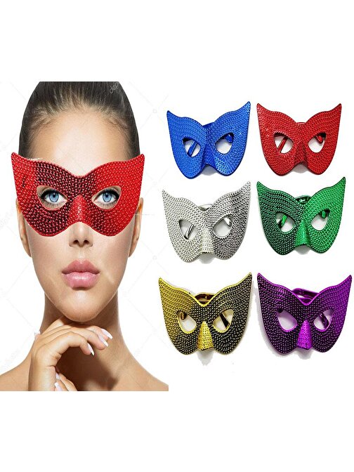 Metalize Ekstra Parlak Maske Model Parti Gözlüğü 6 Renk 6 Adet