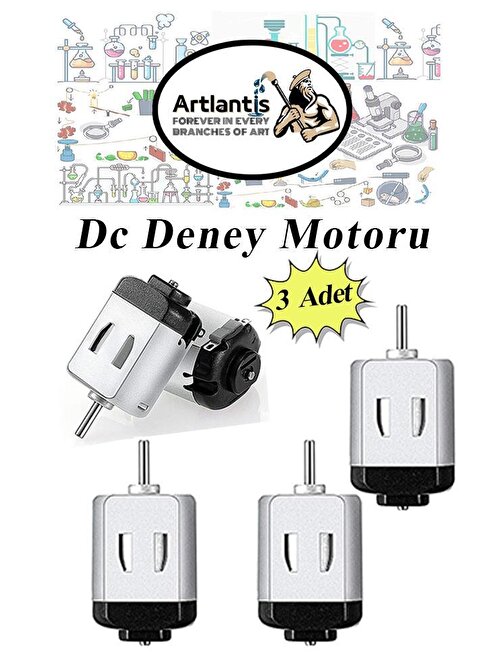 Artlantis Deney Motoru 3 Volt 3 Adet 3v - 6 v Dc Yüksek Devir Dinamo Motoru Okul Hobi Mini Motor 2 Adet Pille Çalışır