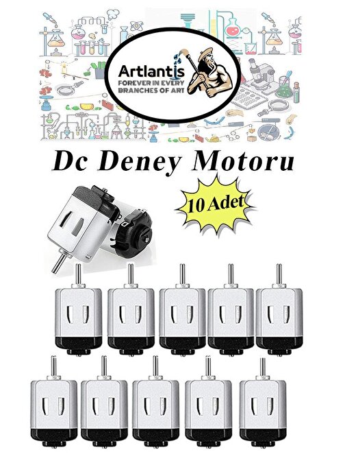Artlantis Deney Motoru 3 Volt 10 Adet 3v - 6 v Dc Yüksek Devir Dinamo Motoru Okul Hobi Mini Motor 2 Adet Pille Çalışır