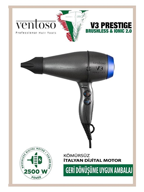 Ventoso V3 Prestige Brushless & Ionic 2.0 2500w Profesyonel Fön Makinesi Altaıc Blue PRESTIGE