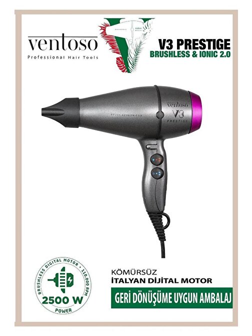 Ventoso V3 Prestige Brushless & Ionic 2.0 2500w Profesyonel Fön Makinesi Anatolıan Fuschıa PRESTIGE