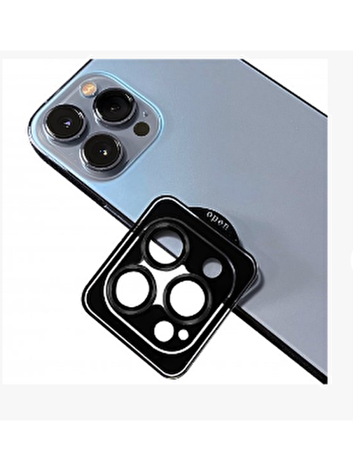 Apple Cl-07 iPhone 14 Pro Max Temperli Çizilmeye Dayanıklı Kamera Lens Koruyucu Siyah