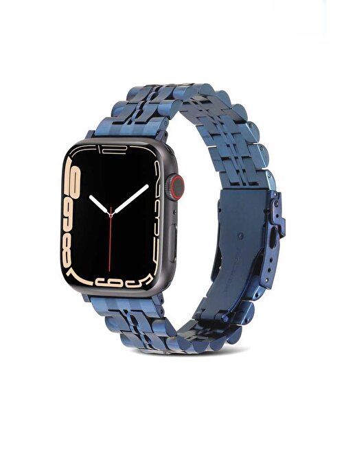 Ceponya KRD54 Apple Watch Ultra 49 mm Metal Klipsli Tasarım Akıllı Saat Kordonu Lacivert