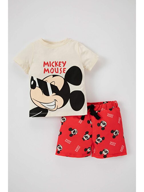 Defacto Z5133A223SM Erkek Bebek Disney Mickey & Minnie Mayo  Ekru 6-9 Ay