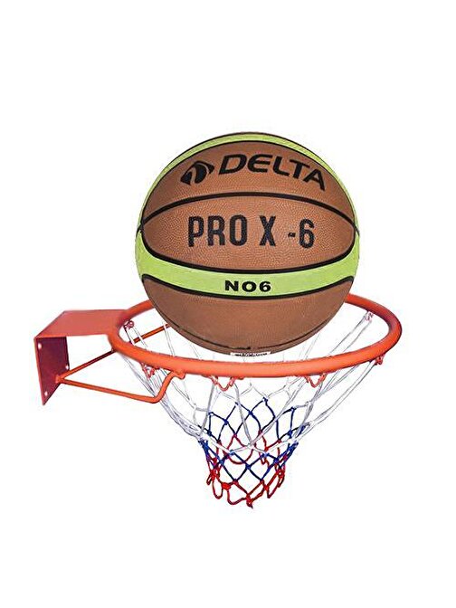 Delta Basketbol Çemberi No6 Pro-X Basketbol Topu Basketbol Filesi Üçlü Set