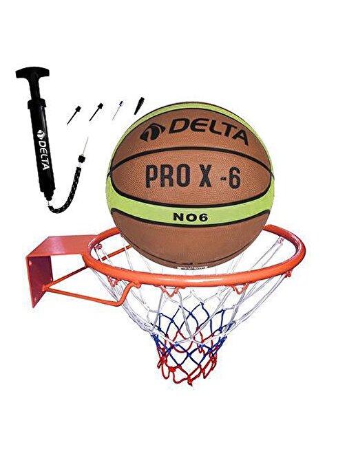 Delta Basketbol Çemberi No6 Pro-X Basketbol Topu Basketbol Filesi Top Pompası Seti
