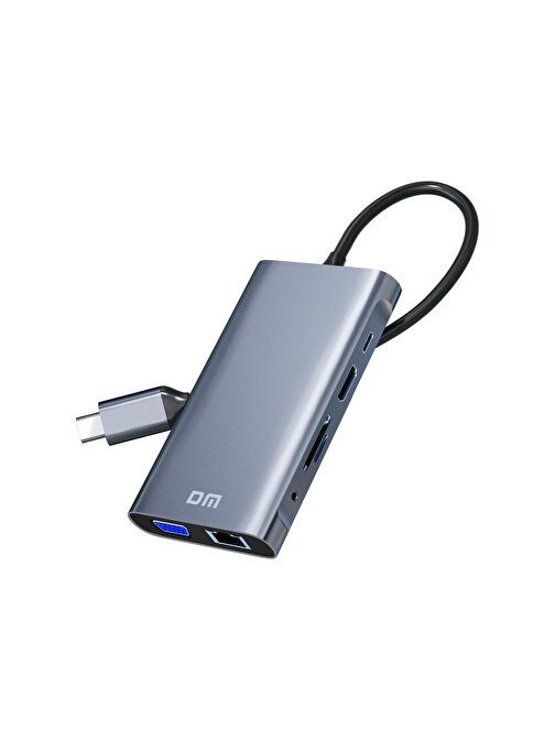 Dm Chb055 Type-C To Hdmı Vga Rj45 Ethernet 3*Usb 3.0 Aux Pd Tf Sd Kart Okuyucu Dönüştürücü