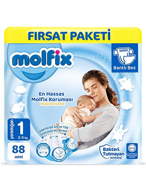 Molfix 1 Numara Fırsat Paketi Bebek Bezi 88 Adet