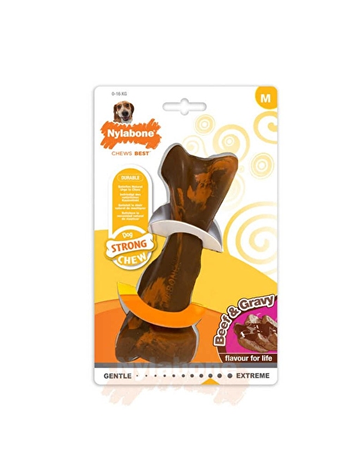 Nylabone Biftek ve gr avy Sos Aromalı Köpek Çiğneme Kemiği M