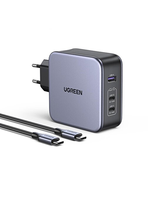 Ugreen Nexode 140W USB Type-C QC 4.0 PD 3.1 GaN 3 Portlu Hızlı Şarj Cihazı