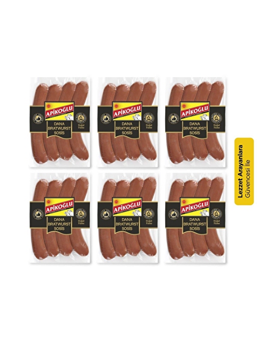 Apikoğlu Dana Bratwurst Sosis 330- 370 gr 6'lı Paket