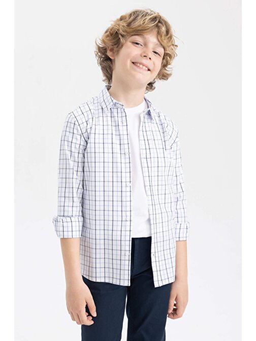 Erkek Çocuk Kareli Poplin Uzun Kollu Gömlek Z1033A623SP