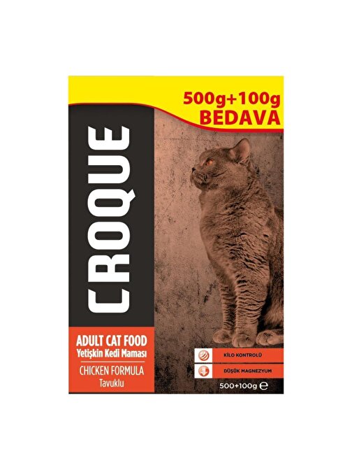 Croque Tavuklu Kısırlaştırılmış Yetişkin Kedi Mama 500+100 gr