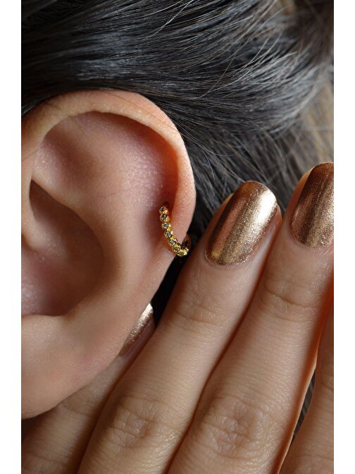 Mini İnce Halka Tragus Piercing Helix Kıkırdak Gold