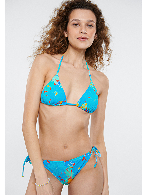 Mavi - Tropik Baskılı Mavi Bikini Altı 1911524-31385