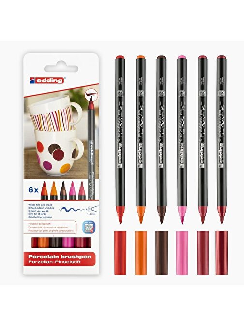 Edding E4200 Porselen Kalemi 6'lı Set Sıcak Renkler
