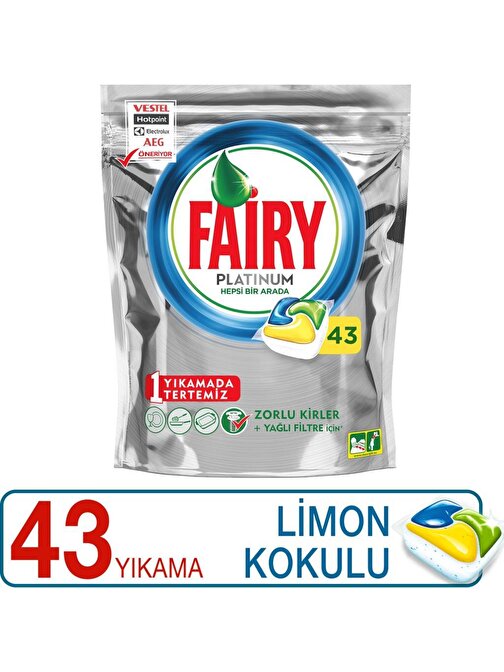 Fairy Platinum Limon Kokulu Bulaşık Makinesi Deterjanı Kapsülü 43 Yıkama