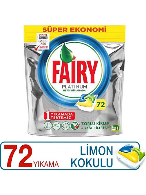 Fairy Platinum Limon Kokulu Bulaşık Makinesi Deterjanı Kapsülü 72 Yıkama