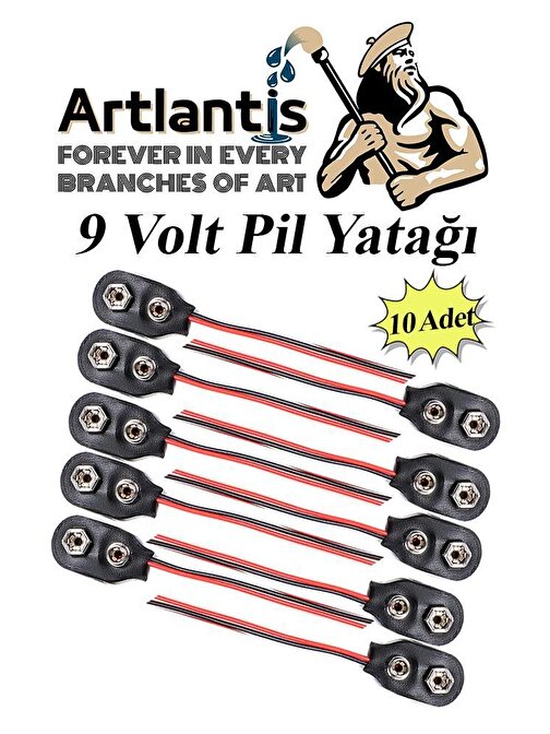 Artlantis 9 Volt Pil Yatağı 10 Adet 9V Pil Yuvası İkili 9V Pil Başlığı Pil Tutucu Okul Hobi Elektrik Deney
