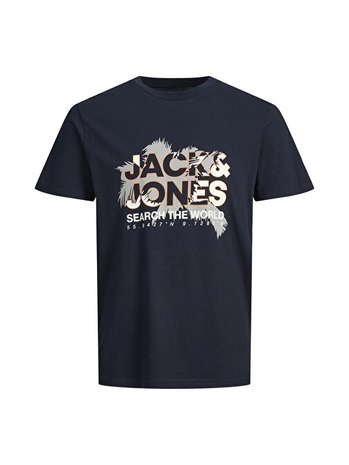 Jack & Jones Bisiklet Yaka Baskılı Lacivert Erkek T-Shirt 12240684_JCOMARINA TEE SS CREW NECK
