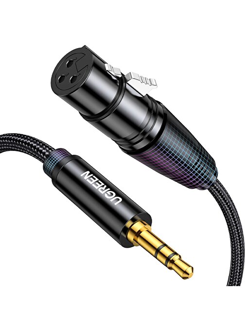 Ugreen 3.5 mm Mini Jack XLR Örgülü Kablolu El Mikrofonu 1 m Siyah
