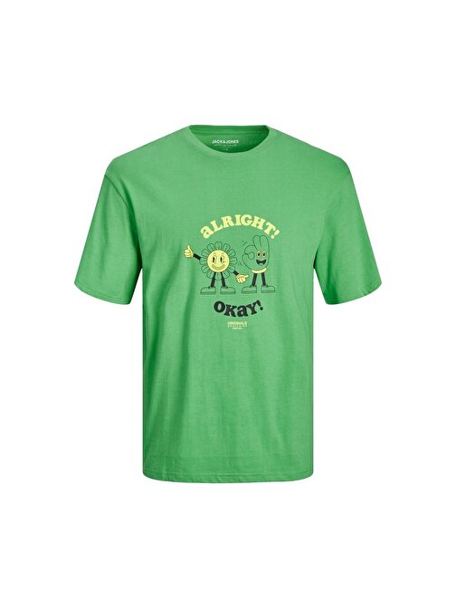 Jack&Jones Sıfır Yaka Baskılı Yeşil Erkek T-Shirt 12238164