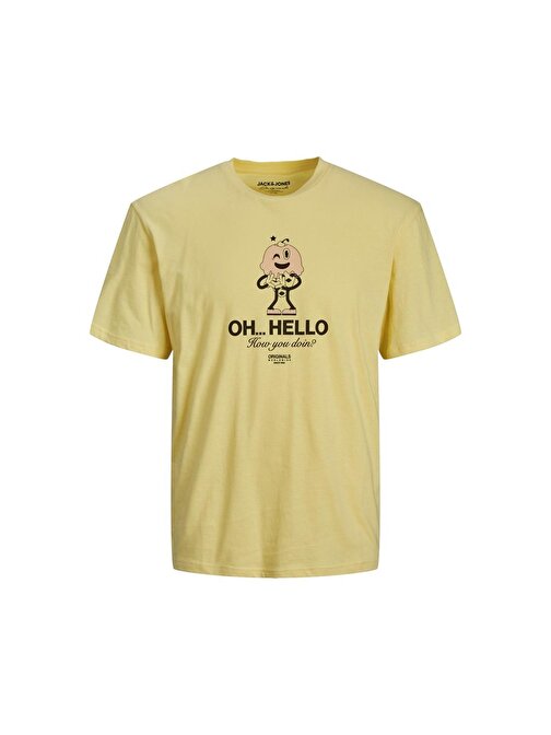 Jack&Jones Sıfır Yaka Baskılı Sarı Erkek T-Shirt 12238164
