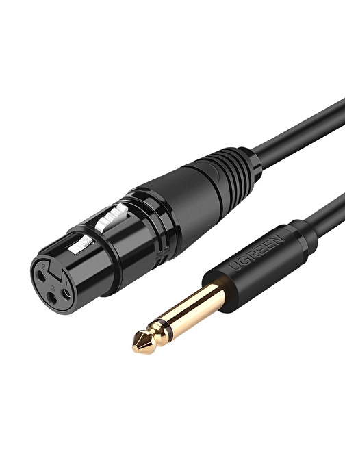 Ugreen 6.5 mm Jack - XLR Dişi Mikrofon Ses Bağlantı Kablolu El Mikrofonu 3 m Siyah