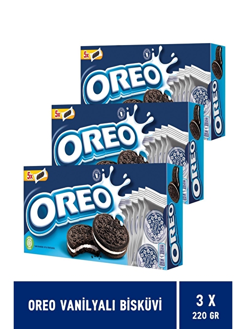 Oreo Vanilyalı Bisküvi 220 gr x 3 Adet