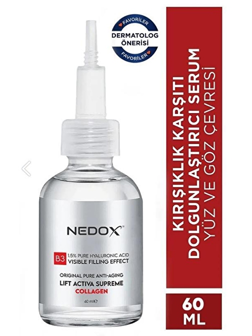 Nedox Kırışıklık Karşıtı Dolgunlaştırıcı Botoks B3 Kolajen Serum 60 ml Ince Çizgi Sarkmalar