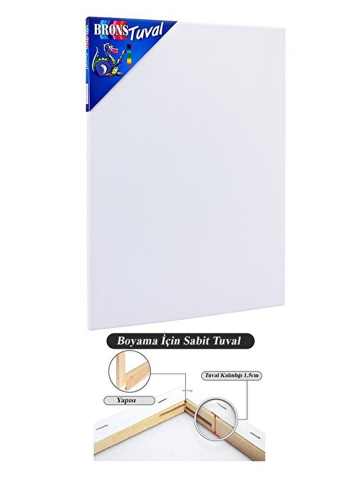 Brons Arkadan Zımbalı Gerdirme Aparatlı Standart Boy Tuval Beyaz 35x50 cm