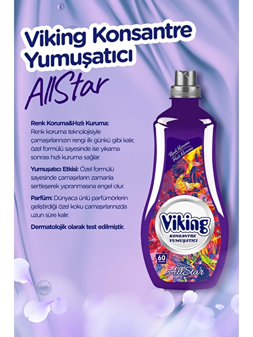 Viking Allstar Konsantre Çamaşır Yumuşatıcısı 1440 ml 2 Adet